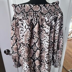 Snake Print Off-Shoulder Blouse